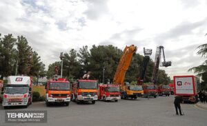به‌کارگیری بزرگترین ناوگان آتش‌نشانی خاورمیانه در مراسم تشییع رهبر شهید